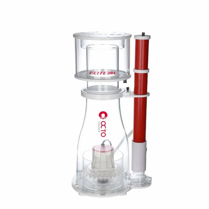 Imagen del Reef Octo Elite 200-S mostrando su diseño cónico, bomba VarioS y base desmontable para mantenimiento en acuarios marinos grandes.