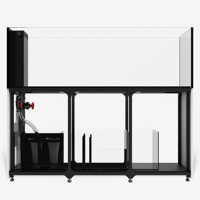 Acuario Waterbox Infinia Peninsula 7225 con sump completo y mueble de aluminio anodizado, diseño península panorámico de tres caras para acuarios marinos profesionales