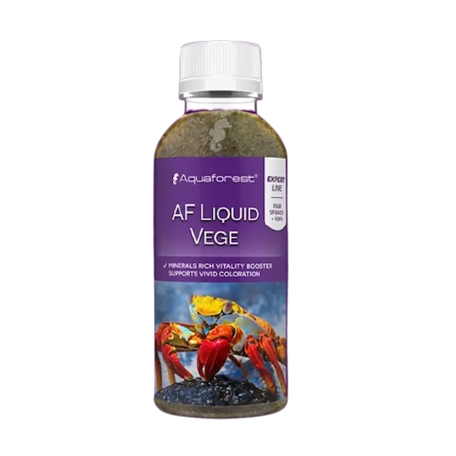 Aquaforest Liquid Vege – alimento vegetal líquido con espinacas y algas nori para peces herbívoros y omnívoros en acuarios marinos