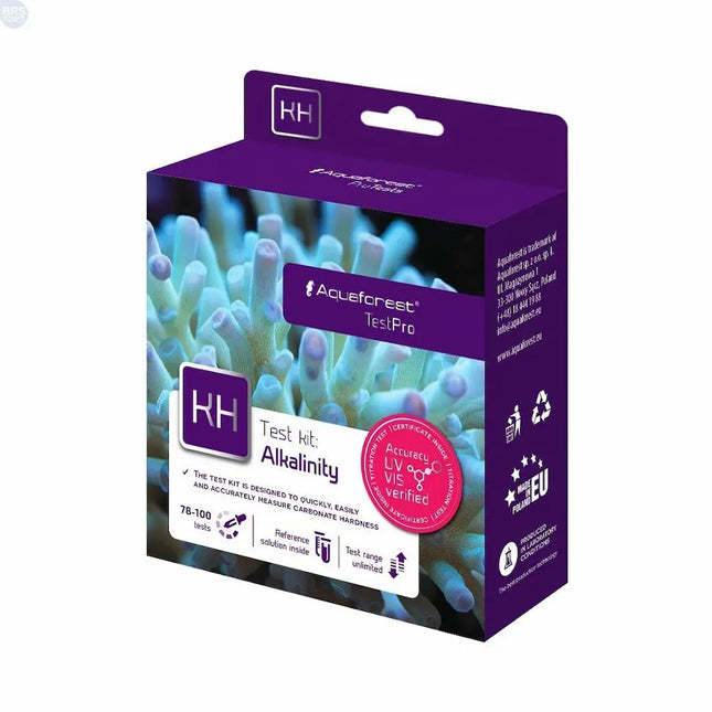 Caja del test Aquaforest Pro Test Alkalinity para medición precisa de KH en acuarios de arrecife

