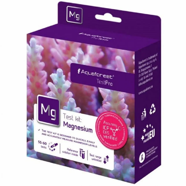 Caja del test Aquaforest Pro Test Magnesium para medición precisa de magnesio en acuarios de arrecife

