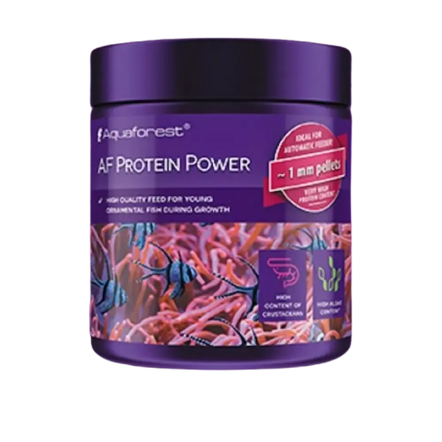 Aquaforest Protein Power 120 g, alimento en gránulos para peces marinos carnívoros y omnívoros.