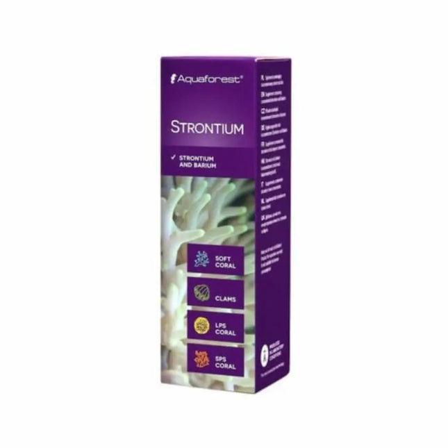 Botella de Aquaforest Strontium suplemento líquido de estroncio para acuarios marinos de arrecife.