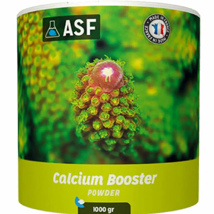 Envase de ASF Calcium Booster 1 kg – suplemento en polvo de calcio para acuarios marinos, diseñado para apoyar la calcificación de corales y mantener niveles estables de KH.