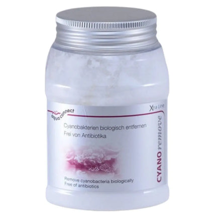 Aquaconnect Cyano Remove para eliminar la cianobacteria en acuarios marinos, disponible en formatos de 300 g, 600 g y 250 ml líquido.