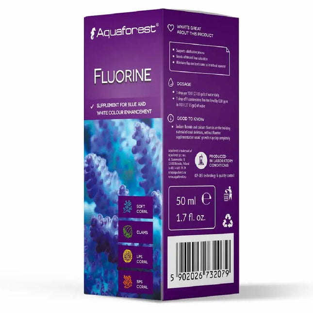 Botella de Aquaforest Flourine suplemento líquido de flúor para acuarios marinos de arrecife.
