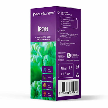 Botella de Aquaforest Iron suplemento líquido de hierro para acuarios marinos de arrecife.