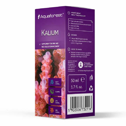 Botella de Aquaforest Kalium suplemento líquido de potasio para acuarios marinos de arrecife.