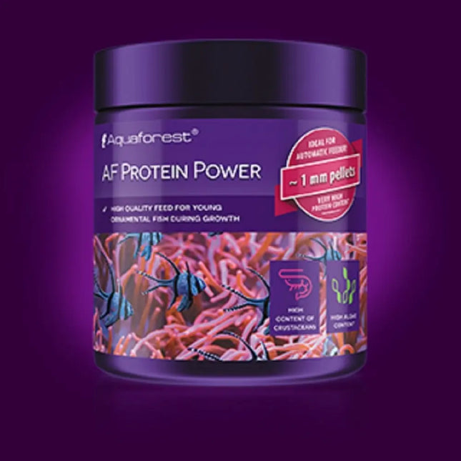 Aquaforest Protein Power 120 g, alimento en gránulos para peces marinos carnívoros y omnívoros.