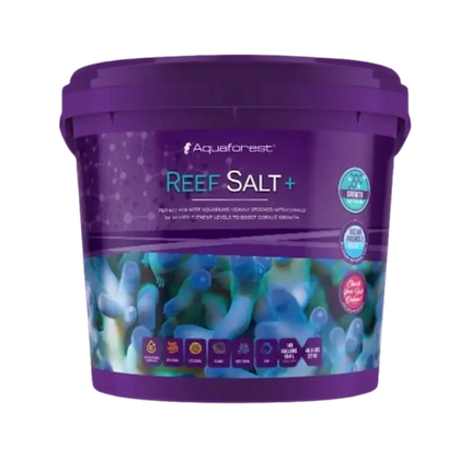 Cubo de Aquaforest Reef Salt Plus+ – sal marina enriquecida con oligoelementos para acuarios de arrecife.