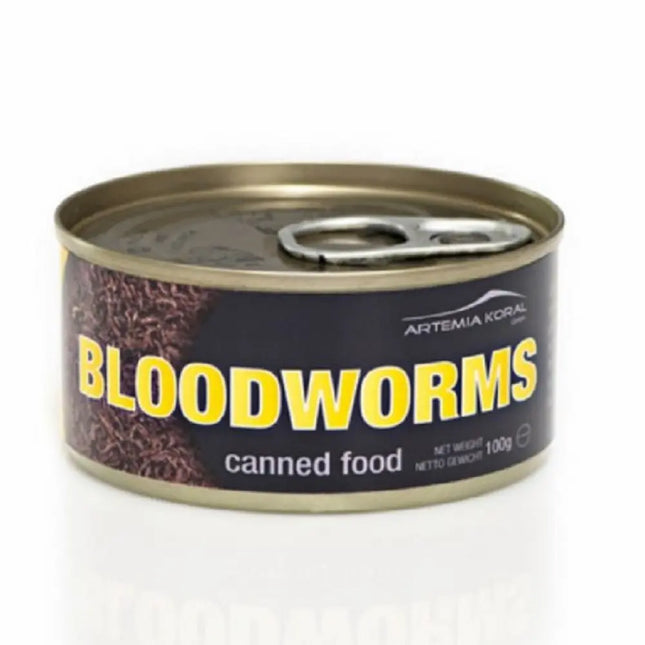 Lata de 100 gramos de Artemia Koral Bloodworms con larva roja natural para peces tropicales