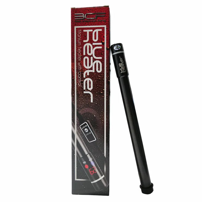 Calentador de titanio Blue Heater para acuarios, diseño irrompible y resistente a la corrosión.