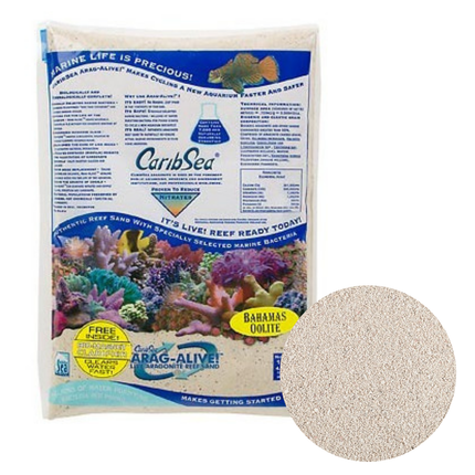 Saco de 9,07 kg de Caribsea Arena Viva Bahamas Oolite con arena fina para acuarios marinos e invertebrados

