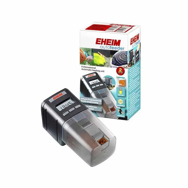 Eheim AutoFeeder comedero automático instalado en acuario para alimentación programada de peces