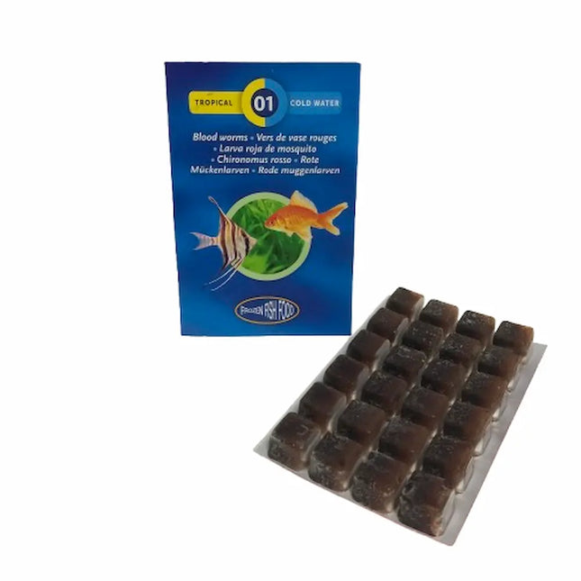 Blister de Frozen Fish Food Larva Roja de Mosquito de 100 gramos para peces tropicales