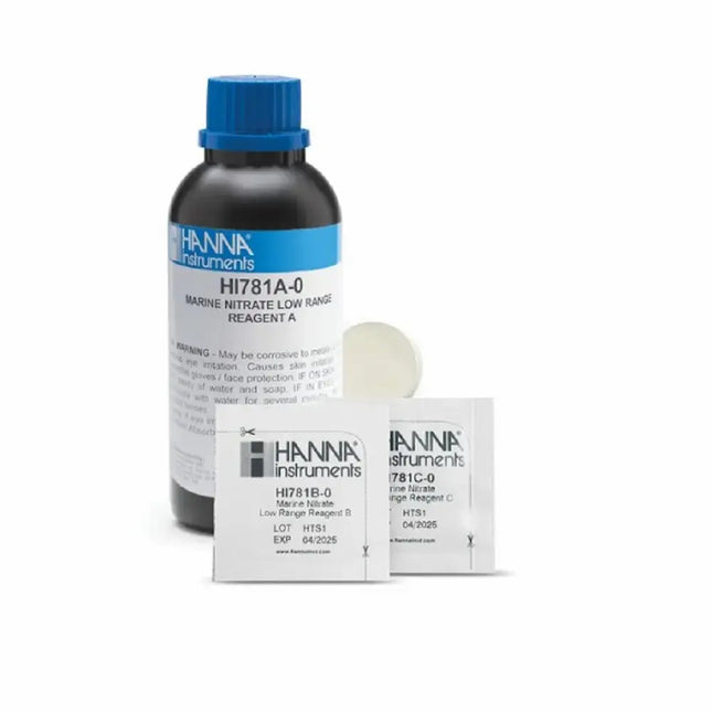 Reactivo Hanna HI781 para nitratos rango bajo – Pack para análisis preciso en acuarios marinos con Checker HC
