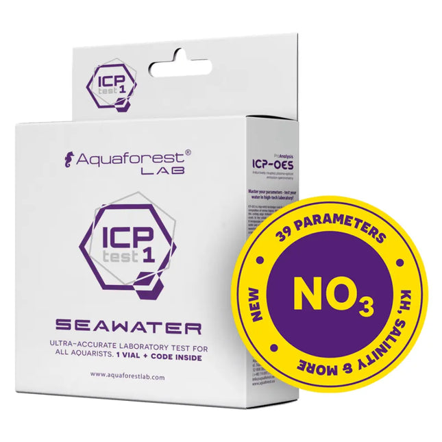 Kit Aquaforest ICP Test 1 para análisis profesional ICP-OES de agua en acuarios marinos y sistemas reef.
