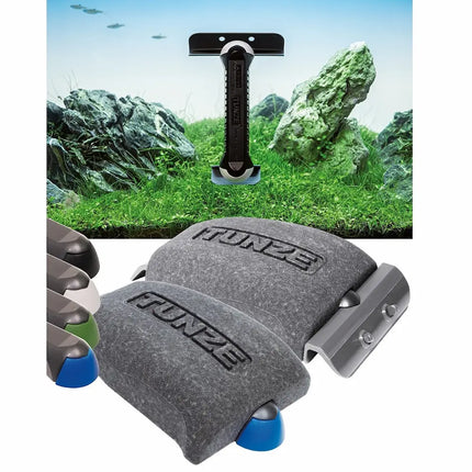 Imán limpiacristales Tunze Care Magnet Long para acuarios grandes, con cuchillas reemplazables y diseño ergonómico.