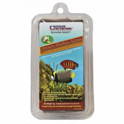 Ocean Nutrition Brown Algae 12 g, láminas de alga marrón natural para peces marinos herbívoros.