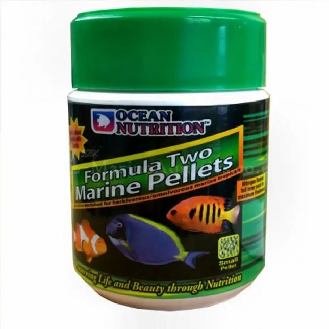 Ocean Nutrition Formula Two Granulado para peces marinos herbívoros, con algas naturales y espirulina.