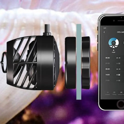 Bomba de circulación Octo Pulse con soporte magnético 360° para acuarios marinos.