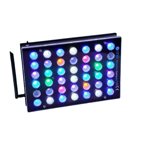 Pantalla LED Orphek Atlantik iCon Compact Reef, diseño compacto y espectro completo para acuarios marinos con corales SPS y LPS.