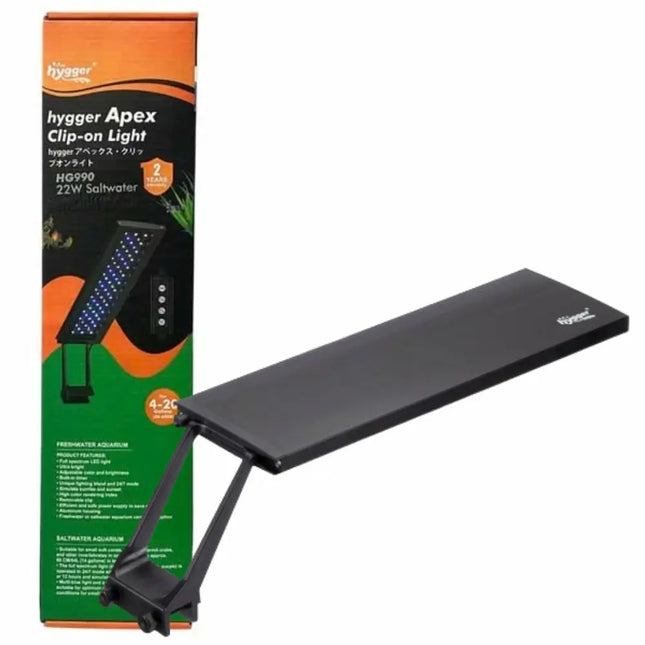 Pantalla LED Hygger HG990 de 22 W para acuario marino con soporte de pinza e iluminación regulable