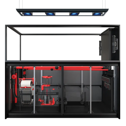Red Sea REEFER MAX Peninsula 950 G3 — acuario península de 947 L con ReefLED 170, ReefMat 1200 y doble retorno de bombas.