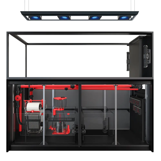 Red Sea REEFER MAX Peninsula 950 G3 — acuario península de 947 L con ReefLED 170, ReefMat 1200 y doble retorno de bombas.