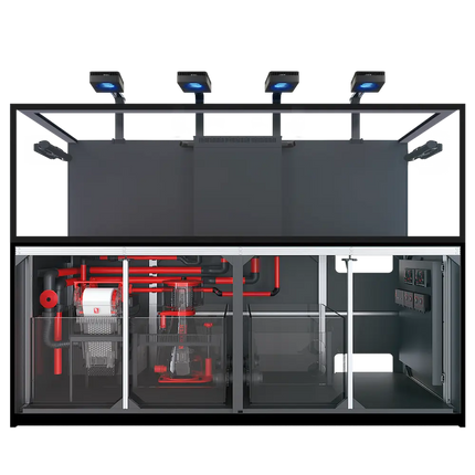 Red Sea REEFER MAX S-1000 G3 — acuario marino profesional de 1000 L con equipamiento completo, vidrio ultra claro y mueble de aluminio marino.
