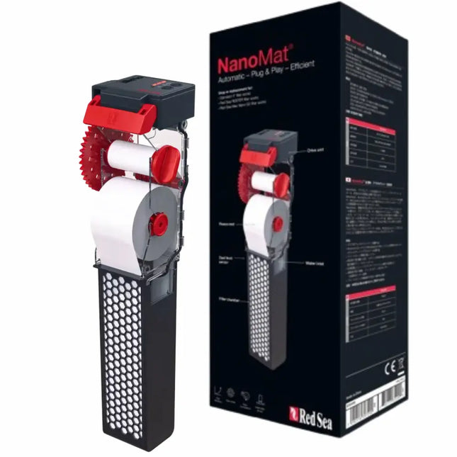 Red Sea ReefMat filtro automático de rollo para acuarios marinos, disponible en modelos Nano, 250, 500 y 1200 con control inteligente ReefBeat.