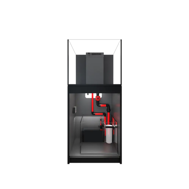 Acuario marino Red Sea REEFER 200 G3 de 200 litros con sump integrado, mueble de madera marina y sistema ATO, sin equipamiento adicional.