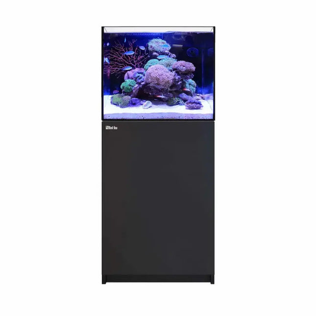 Acuario marino Red Sea REEFER 200 G3 de 200 litros con sump integrado, mueble de madera marina y sistema ATO, sin equipamiento adicional.