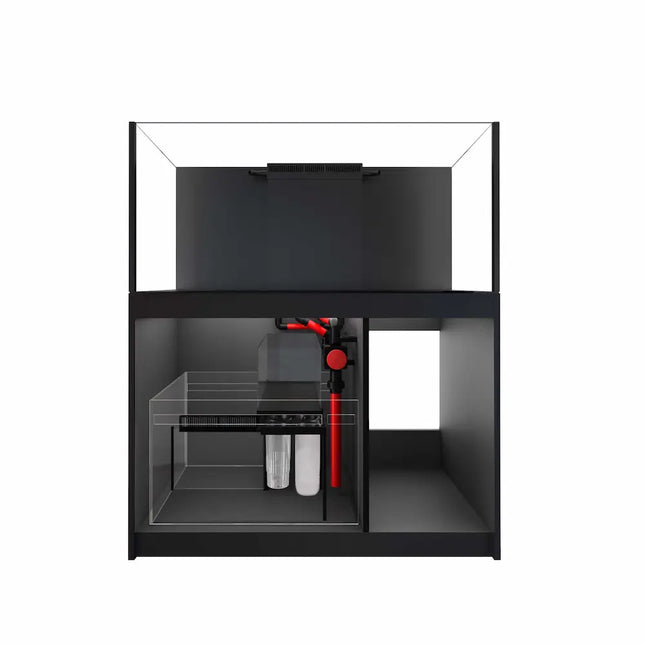 Acuario marino Red Sea REEFER 250 G3 de 245 L con sump integrado, mueble de madera marina y sistema ATO, sin equipamiento adicional.