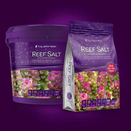 Bolsa de Aquaforest Reef Salt para acuarios de arrecife mostrando su logo y diseño distintivo

