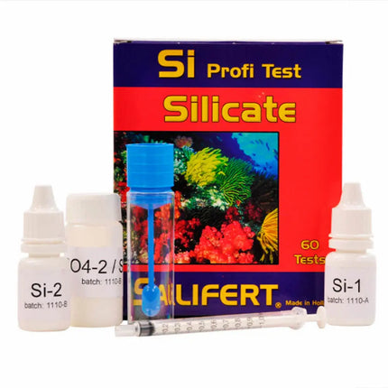 Kit Salifert Test de Silicato (Si) para acuarios con reactivos y escala de colores
