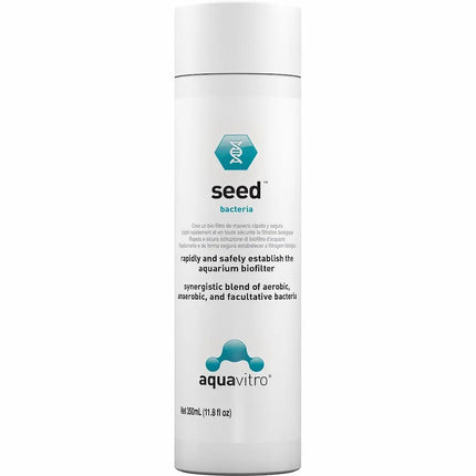 Botella de Seachem Aquavitro Seed con bacterias concentradas para ciclado y mantenimiento biológico del acuario.