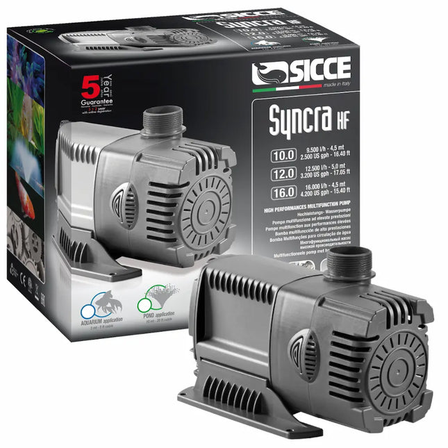 Bomba Sicce Syncra HF High Flow de alto caudal para acuario marino grande.