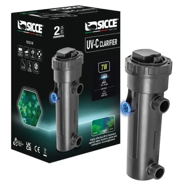 Sicce UV-C Clarifier disponible en diferentes potencias para acuario marino y agua dulce