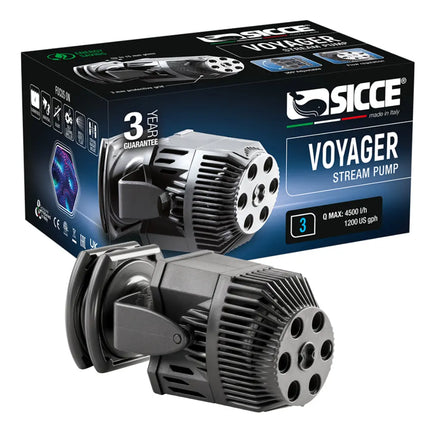 Bombas de movimiento Sicce Voyager para acuarios marinos reef con flujo amplio, soporte magnético y funcionamiento silencioso.