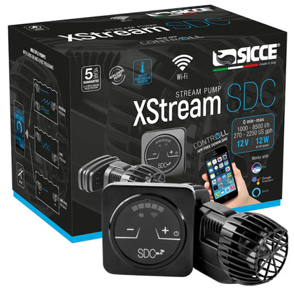 Bomba de circulación Sicce XStream SDC 8500 para acuarios marinos, control Wi-Fi y alto caudal
