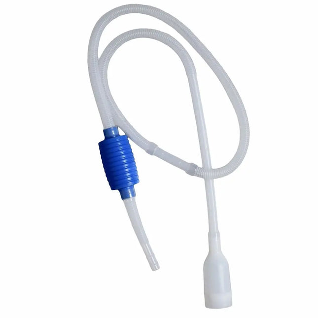 Sifón vaciador de líquidos con diseño ergonómico y resistente, ideal para transferencia de agua, aceite o combustible.