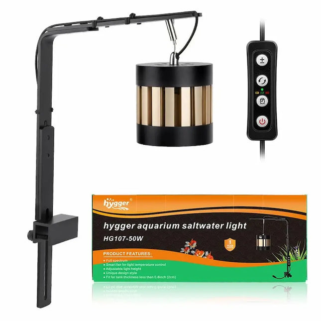 Pantalla LED Hygger HG107 de 50 W para acuario marino con soporte regulable y espectro para corales