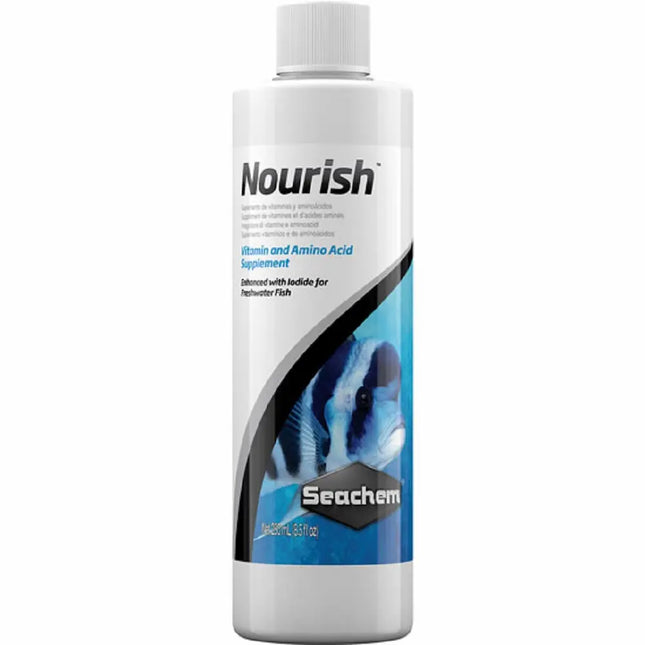 Botella de Seachem Nourish, suplemento líquido para peces y corales en acuarios