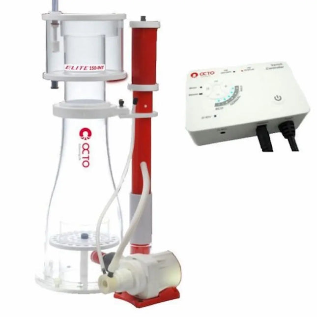 Imagen del espumador Reef Octo Elite 150-S con bomba VarioS y cuerpo cónico, ideal para acuarios marinos de hasta 800 litros.