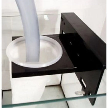 Soporte acrílico DVH para filtro de calcetín de 4 pulgadas, con diseño colgante para instalación rápida en sumps de acuario.

